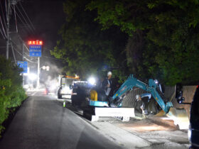 西道維第８６号　県道丸亀詫間豊浜線　道路維持修繕工事（舗装工）(夜間)